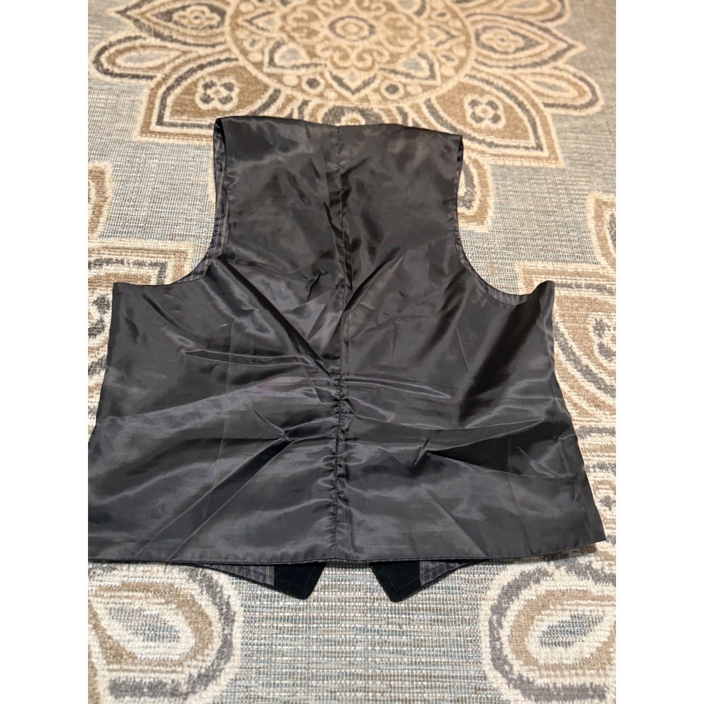 Madison Mens Black Velvet Waistcoat Vest Size 38 Formal Pinstripe Lining 1329 - Picture 7 of 8